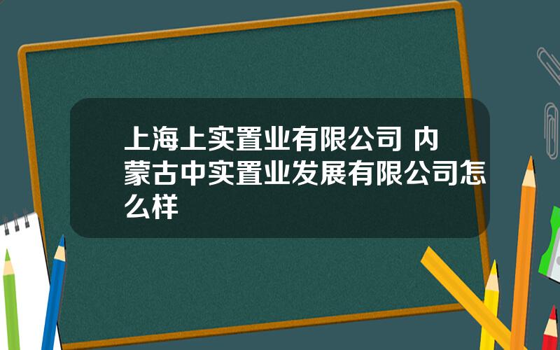 上海上实置业有限公司 内蒙古中实置业发展有限公司怎么样